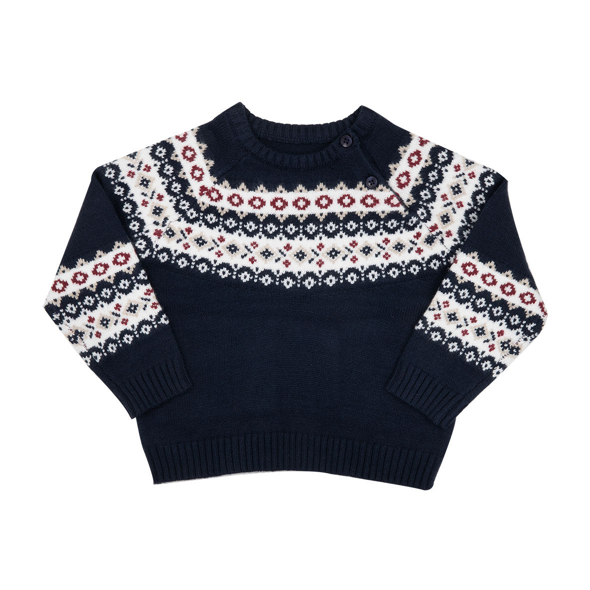Maglia tricot bimbo blu con greca larga - Mawi