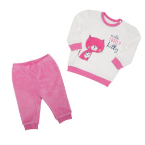 Pigiama due pezzi bimba bicolor rosa/bianco - Mawi