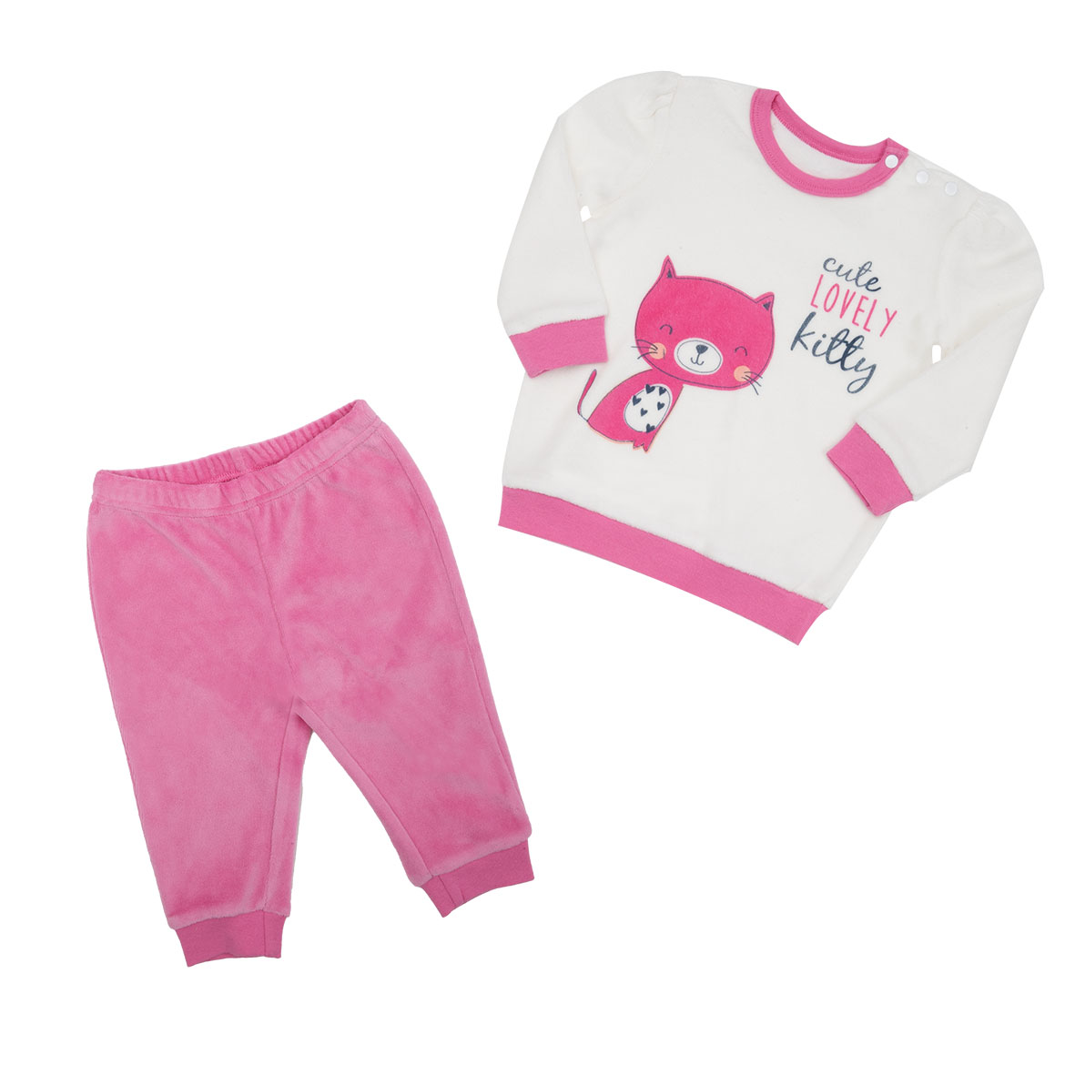 Pigiama due pezzi bimba bicolor rosa/bianco - Mawi