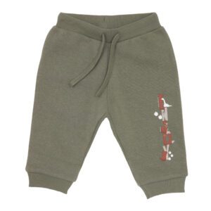 Pantalone felpato bimbo verde con stampa - Mawi