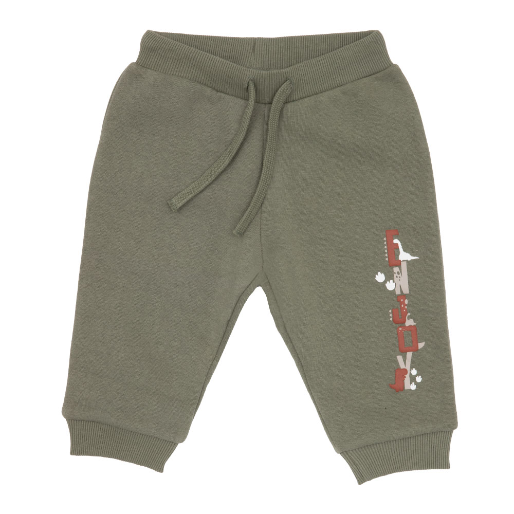 Pantalone felpato bimbo verde con stampa - Mawi