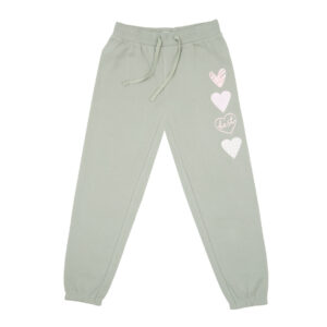 Pantalone felpato bimba verde con stampa - Mawi