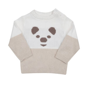 Maglia tricot bimbo panna/beige con intarso - Mawi