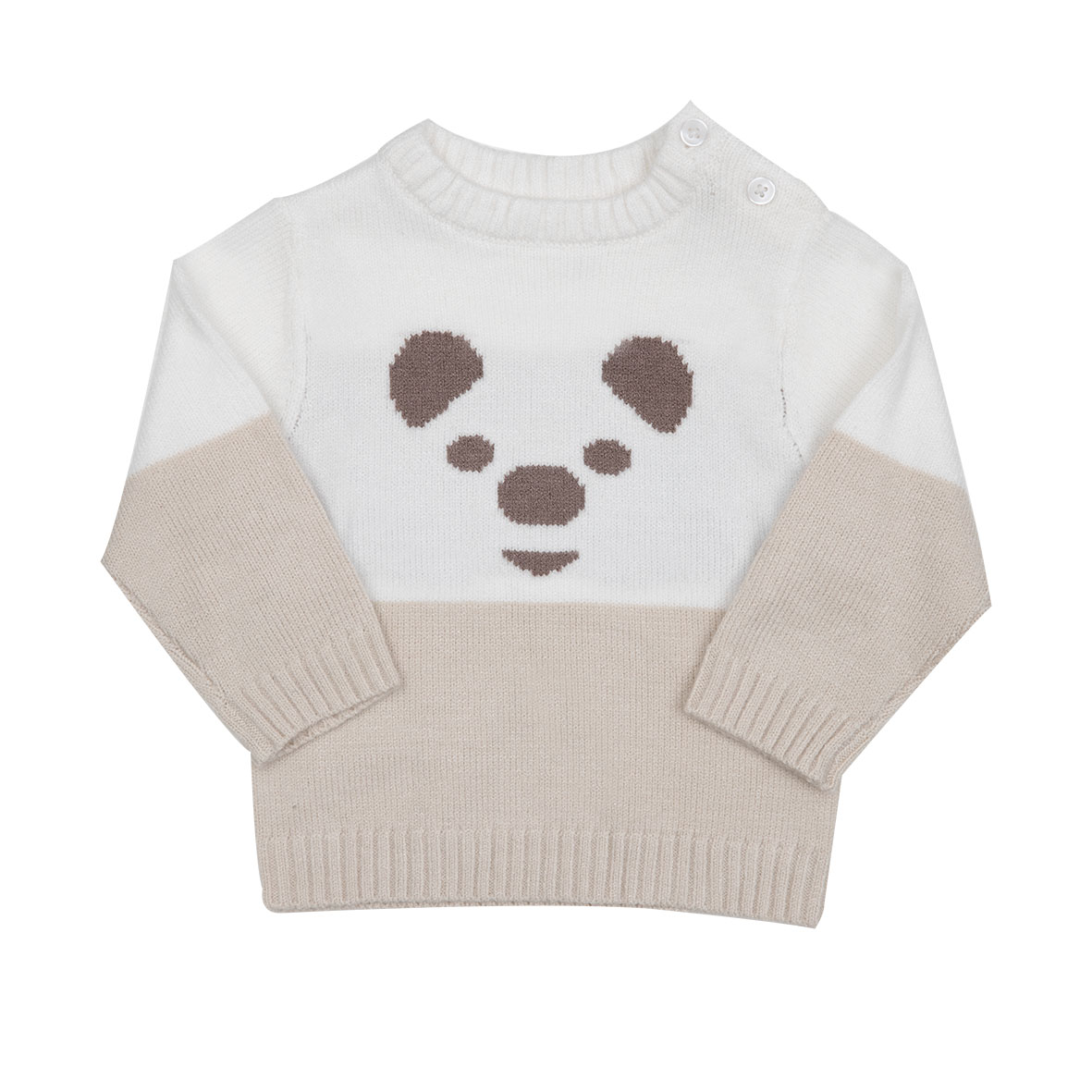 Maglia tricot bimbo panna/beige con intarso - Mawi