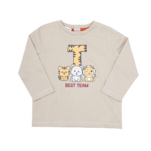T-shirt jersey manica lunga bimbo beige stampata - Mawi