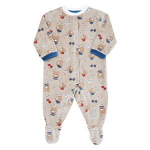 Tutina da bambino beige "orsetti" apertura frontale - Mawi