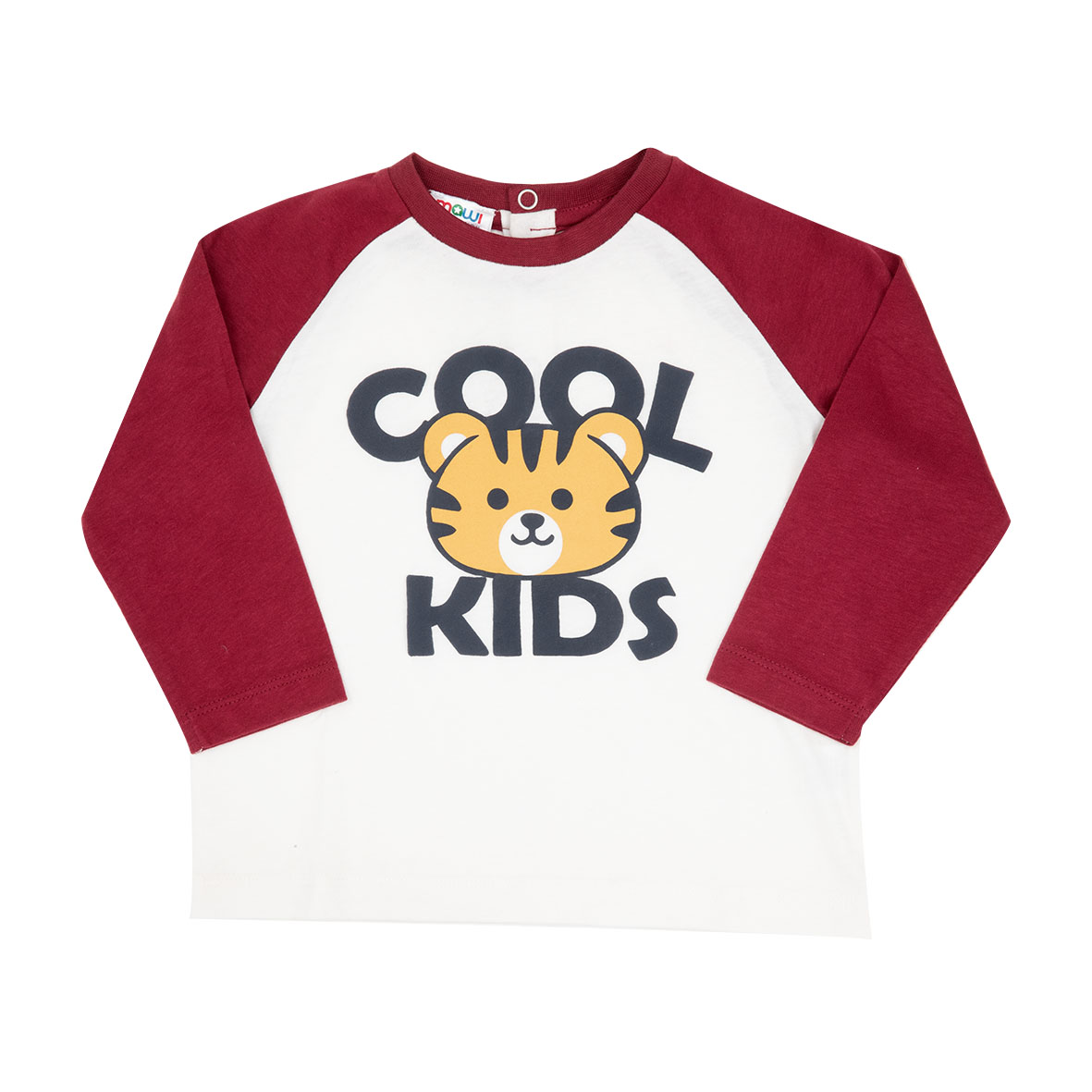 T-shirt jersey raglan bimbo bicolor panna/rosso - Mawi