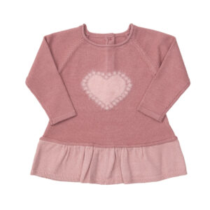 Vestito tricot bimba rosa con intarso - Mawi