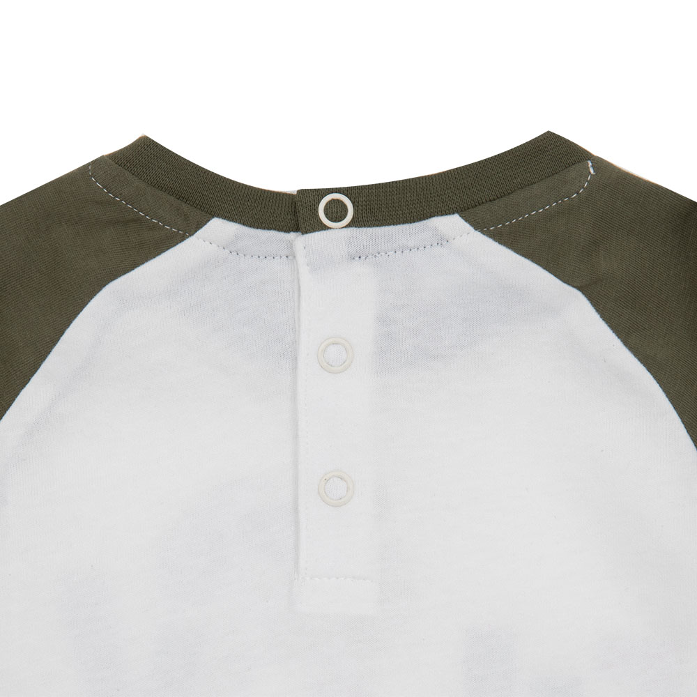 T-shirt manica lunga raglan bimbo bicolor bianco/verde - Mawi