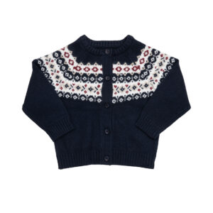 Cardigan tricon bimbo blue con intarso - Mawi