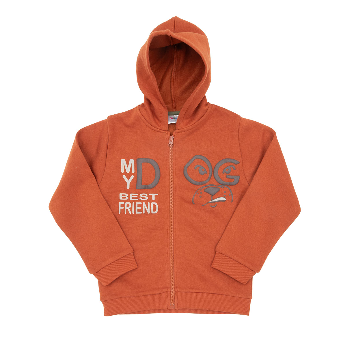 Felpa con zip e cappuccio bimbo terra stampata - Mawi