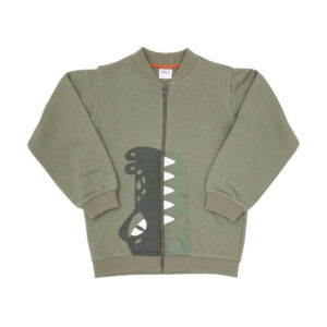 Felpa con zip bimbo verde stampata - Mawi
