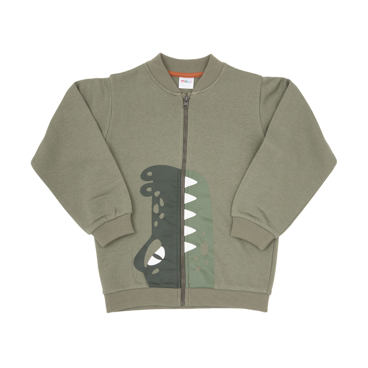 Felpa con zip bimbo verde stampata - Mawi