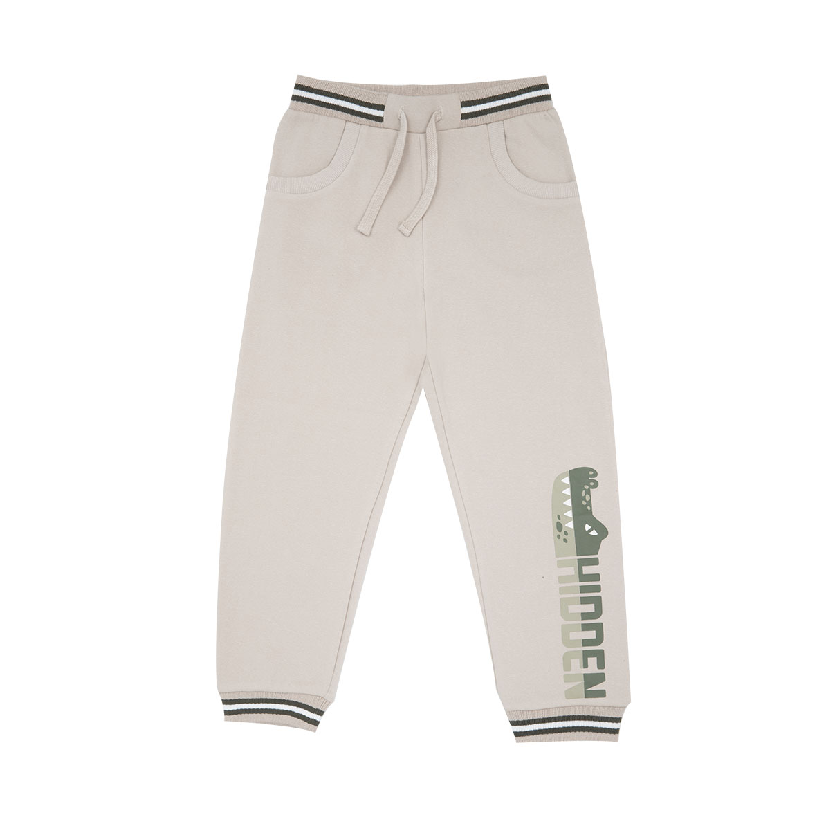 Pantalone felpato bimbo panna stampa "coccodrillo" - Mawi