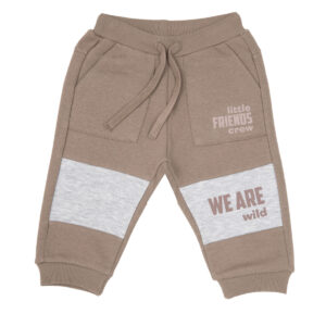 Pantalone felpato bimbo marrone tasconi - Mawi