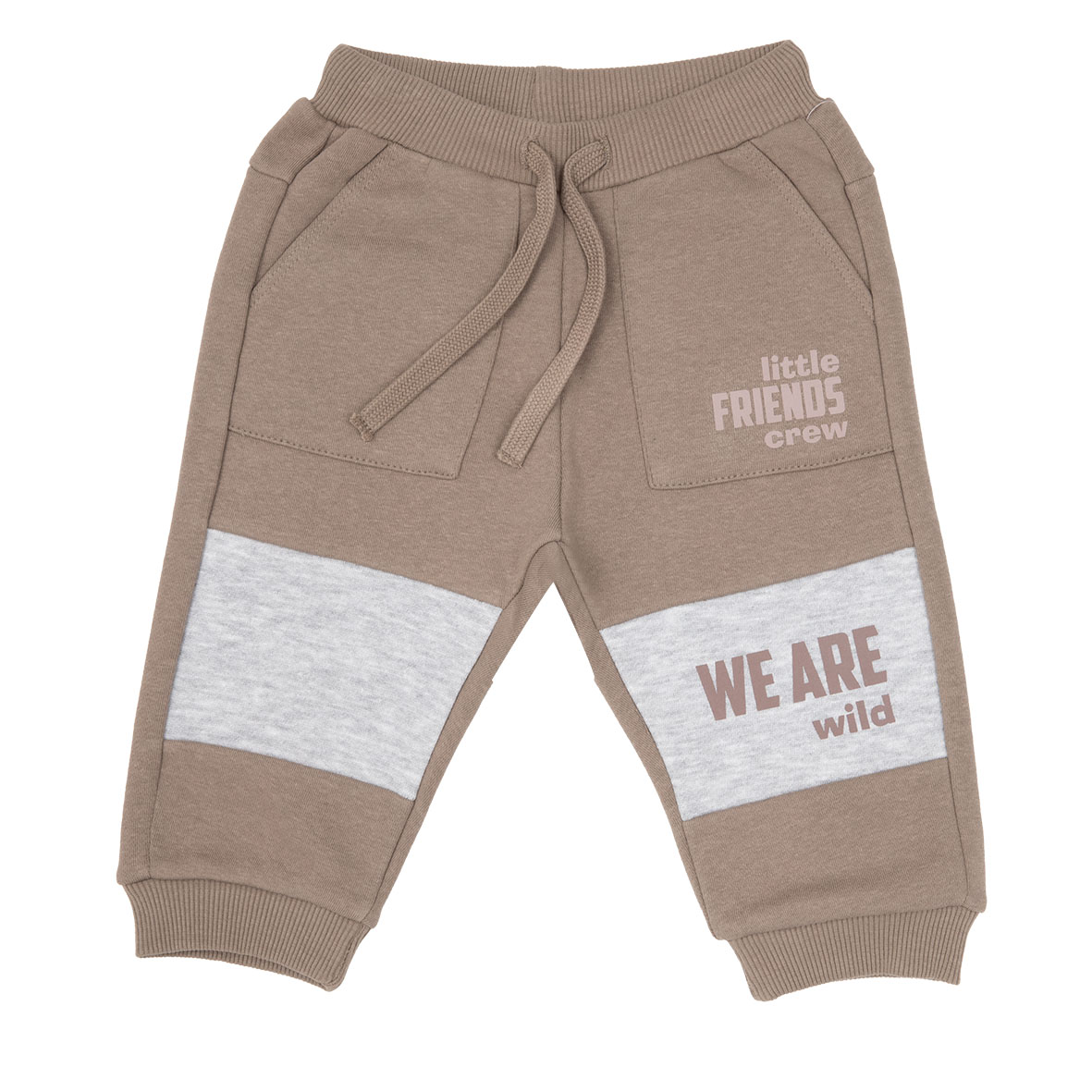 Pantalone felpato bimbo marrone tasconi - Mawi