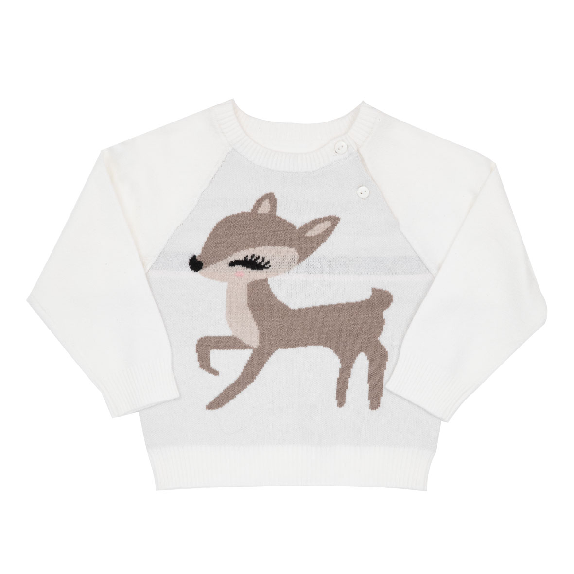 Maglia tricot raglan bimba panna con intarso - Mawi
