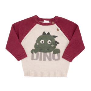 Maglione tricot bimbo bordeaux/beige "dino" - Mawi