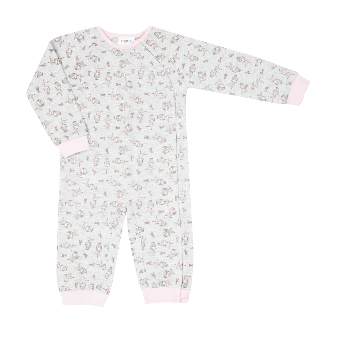 Pigiama intero bimba grigio/rosa stampa "ballerine" - Mawi