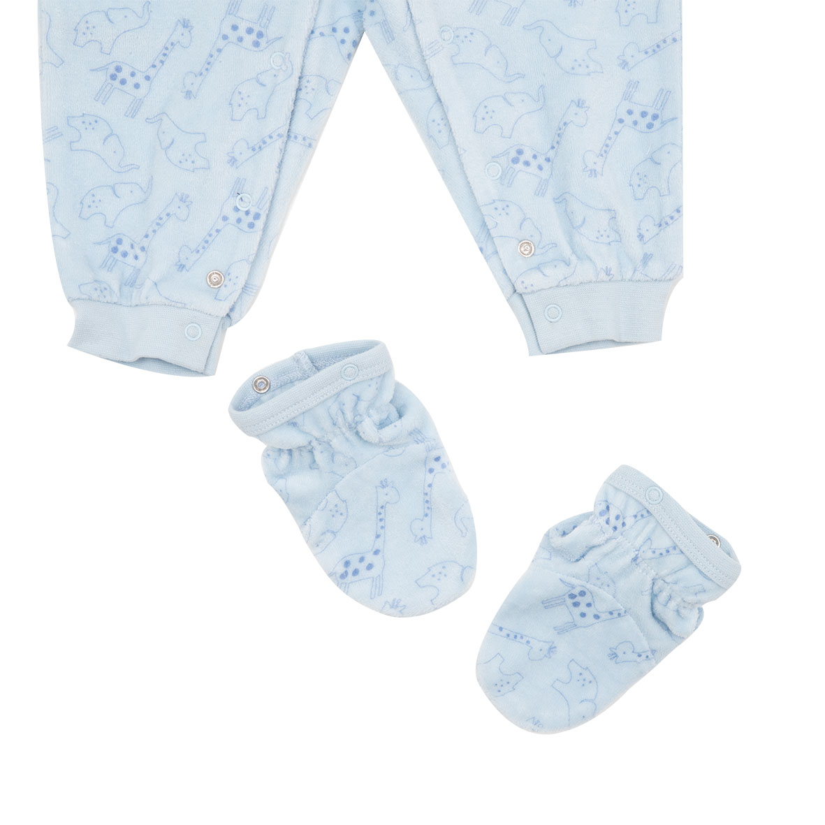 Pigiamone ciniglia bimbo azzurro stampato - Mawi