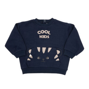 Maglia felpato bimbo blue scuro stampata - Mawi