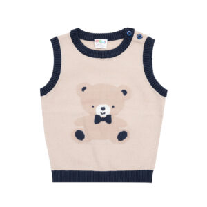 Gilet tricot bimbo panna intarsio orsetto - Mawi