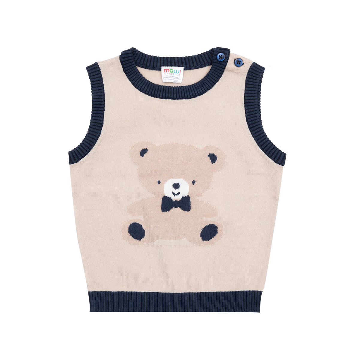 Gilet tricot bimbo panna intarsio orsetto - Mawi