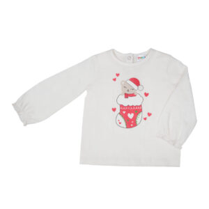 T-shirt manica lunga bimba bianca stampa natale - Mawi