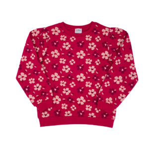 Maglia felpata bimba rossa stampata - Mawi