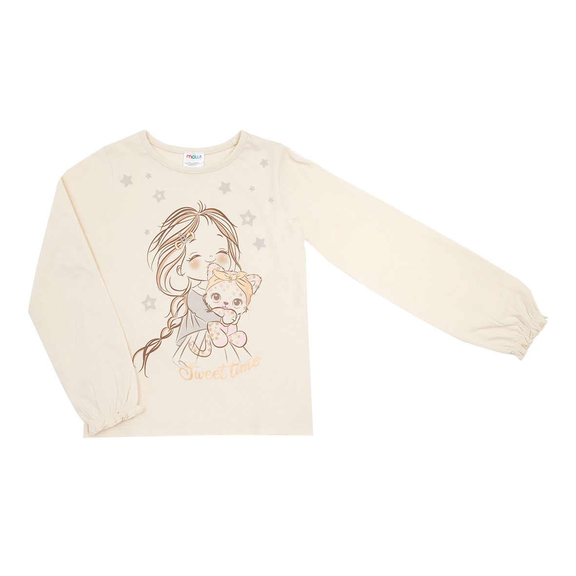 T-shirt manica lunga bimba panna stampata - Mawi