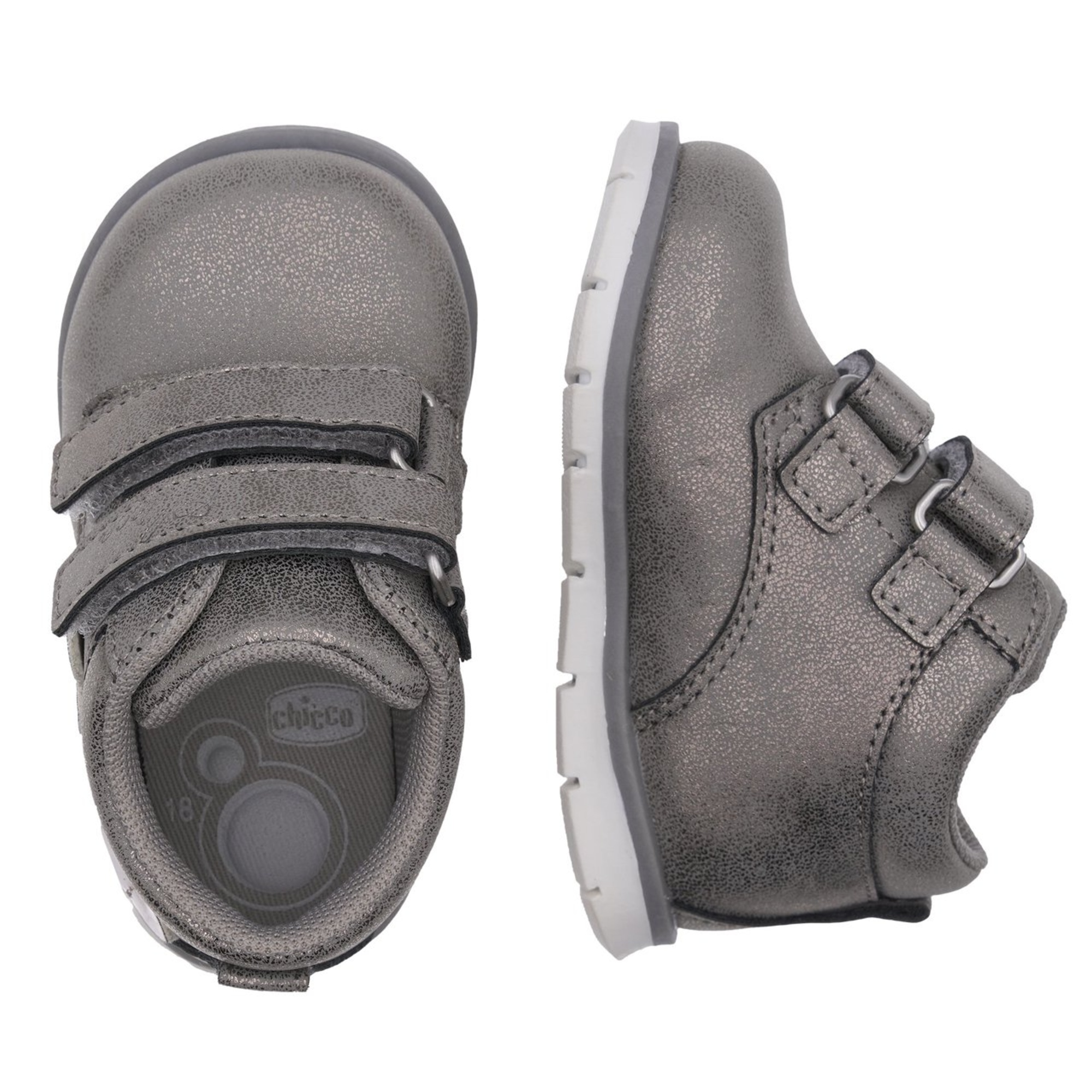 Scarpa fresia doppio velcro acciaio con app. cuori-fiori - chicco - Chicco