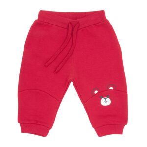 Pantalone felpato bimbo rosso "orsetto" - Mawi