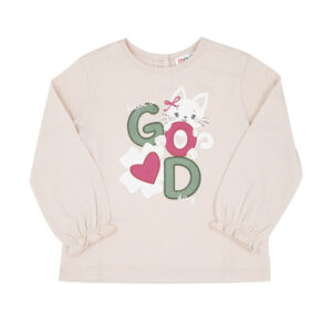 T-shirt manica lunga bimba bianca stampa gattino - Mawi