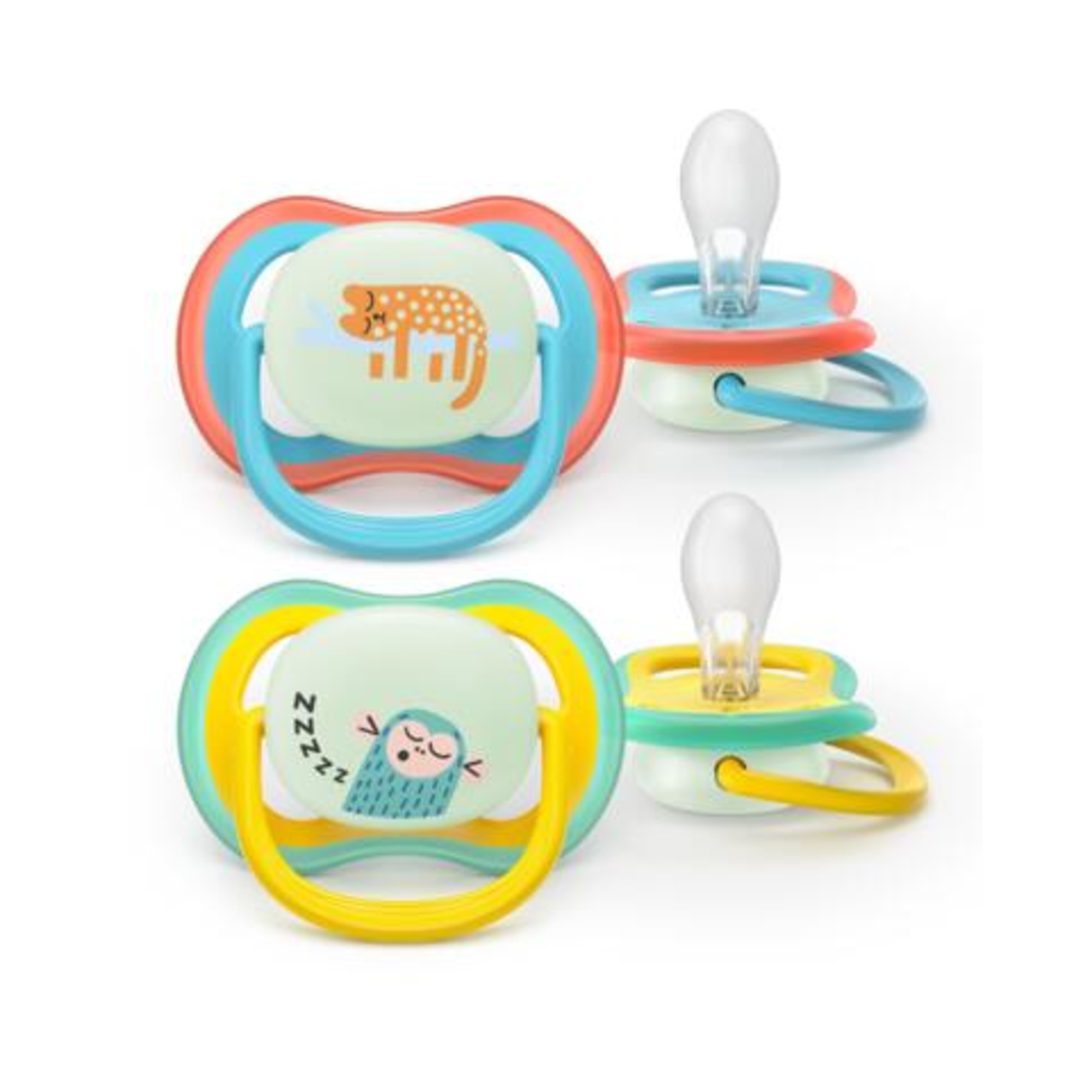 Succhietti ultra air night 18m+ leopardo e scimmia, a base vegetale - set da 2 ciucci - philips avent - Avent