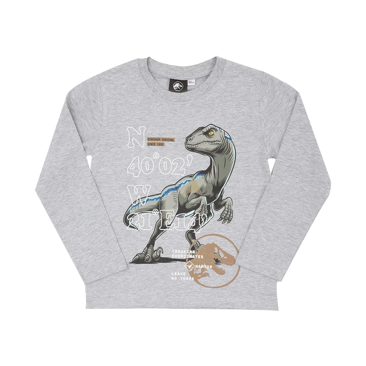 T-shirt manica lunga bimbo grigio "jurassic world" - UNIVERSAL