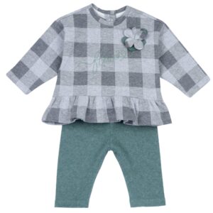 Set 2 pz sweat shirt leggings check con fiore applicato - chicco - Chicco