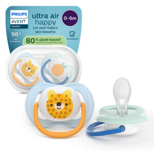 Succhietti ultra air collection 0-6m tigre e ananas, a base vegetale - set da 2 ciucci - philips avent - Avent