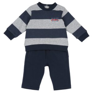 Set 2 pz felpa rigata+pantaloni felpa blu - chicco - Chicco