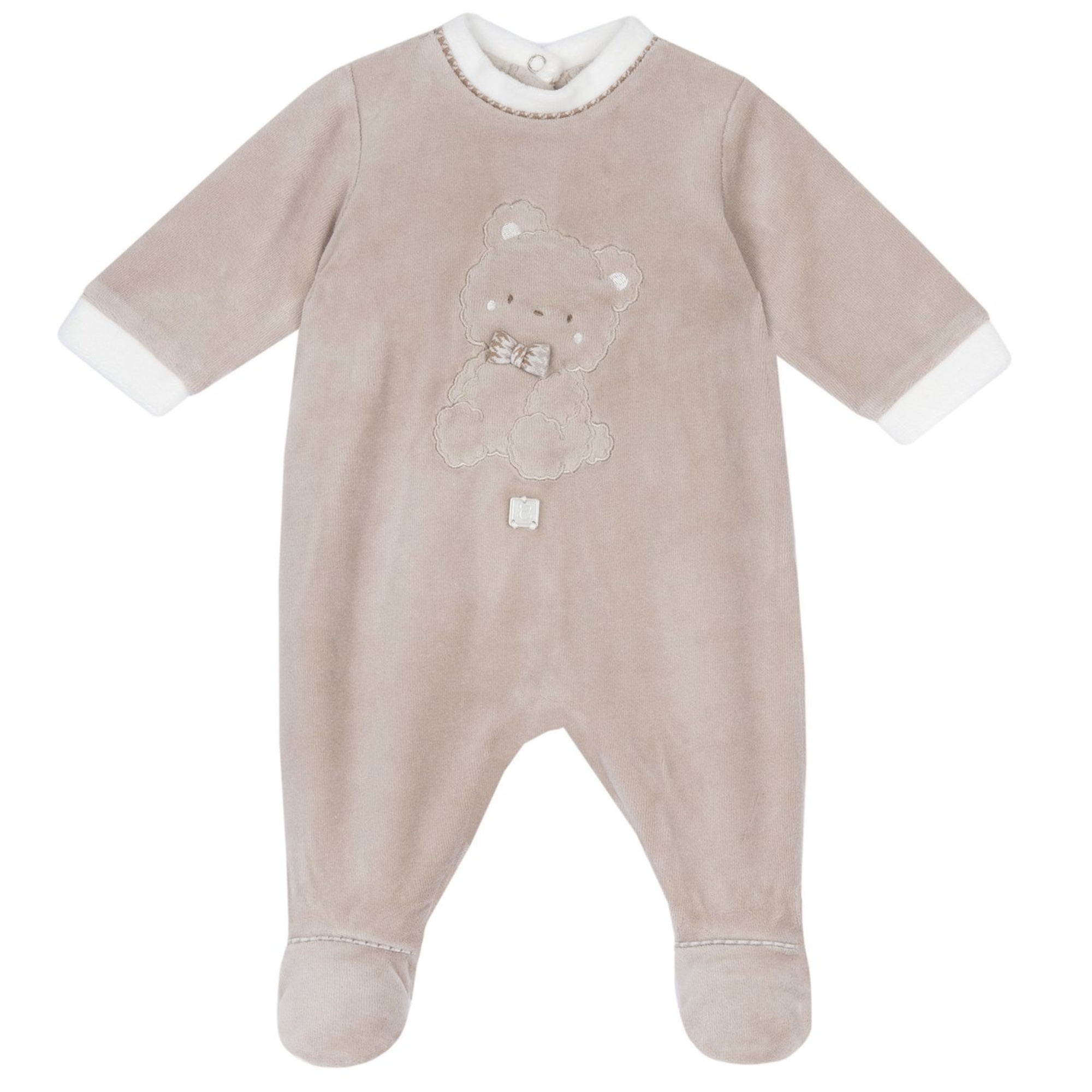 Chicco Tutina In Ciniglia Con Apertura Posteriore - Grigio Chiaro, Bimbo 0-24 Mesi, Pinguino Applicato