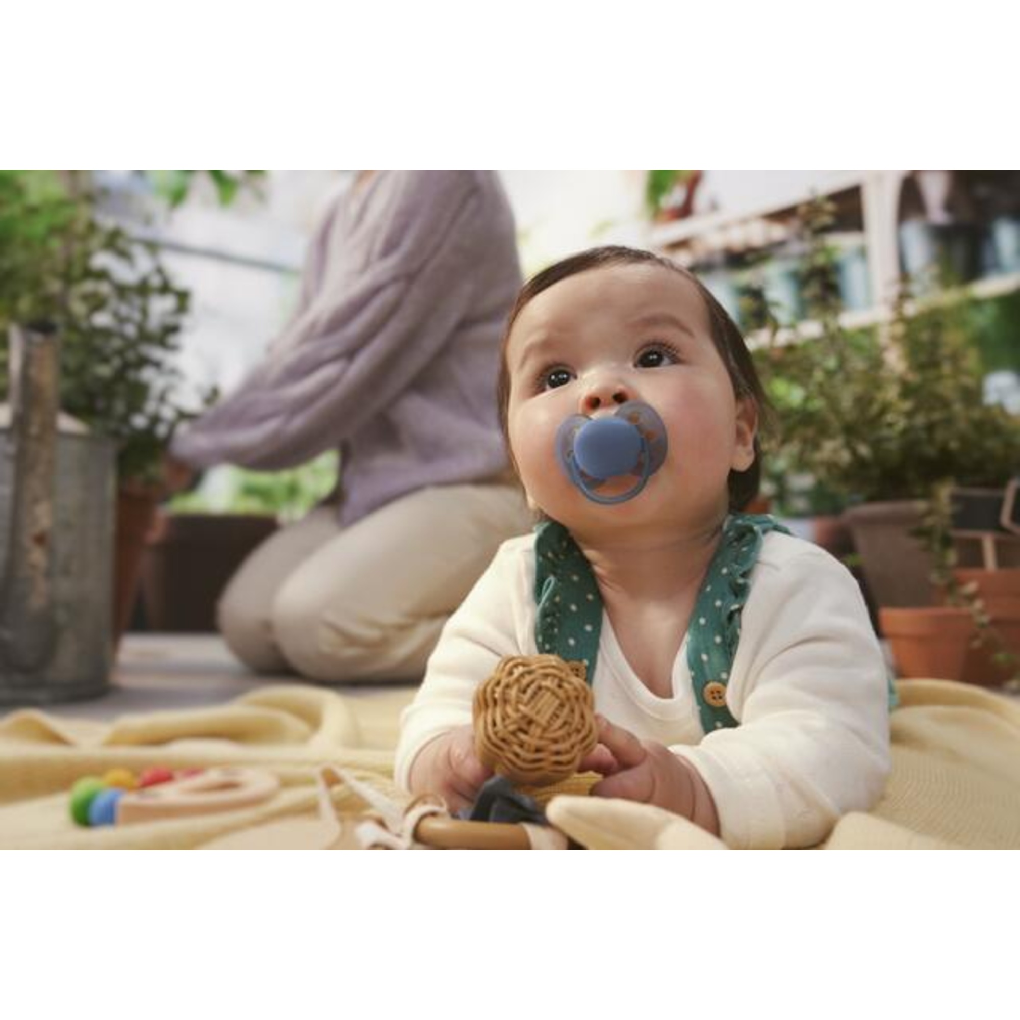 Succhietti ultra soft  6-18m pastello blu e verde, a base vegetale - set da 2 ciucci - philips avent - Avent