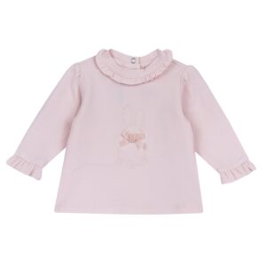 T.shirt m/l rosa ricamo coniglio tono su tono - chicco - Chicco