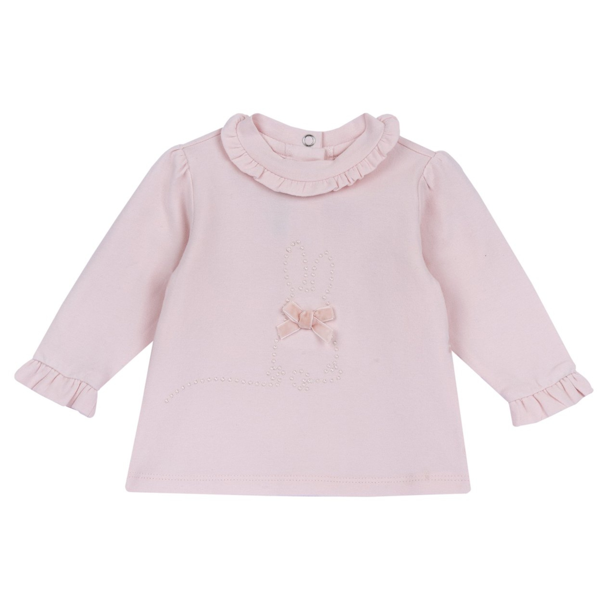 T.shirt m/l rosa ricamo coniglio tono su tono - chicco - Chicco