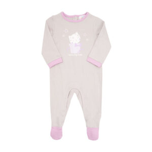 Tutina interlock bimba beige con stampa "gattina" - Mawi