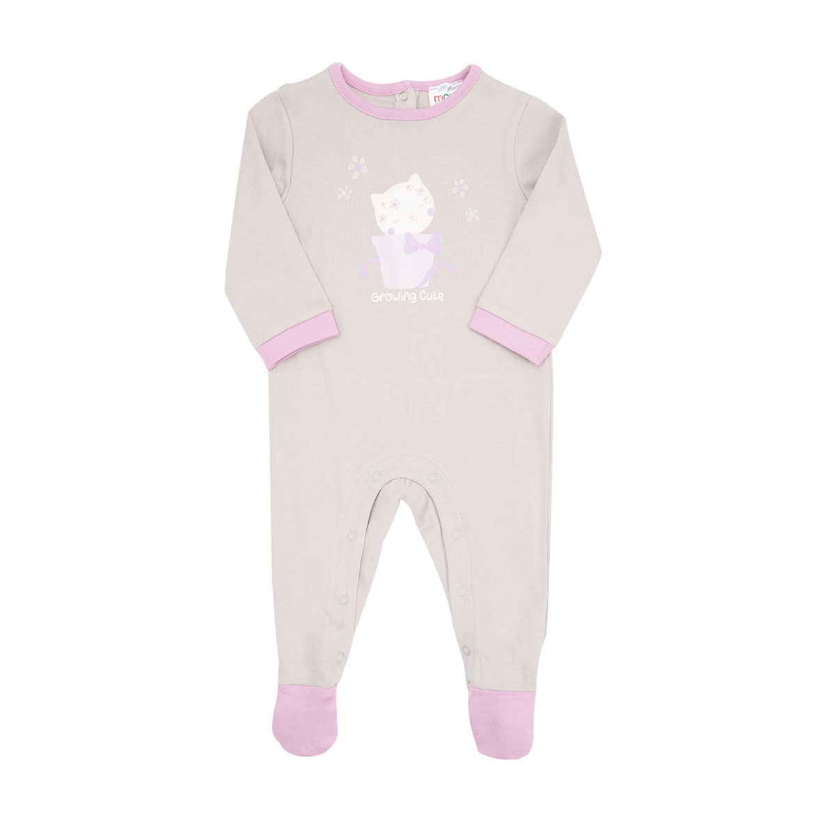 Tutina interlock bimba beige con stampa "gattina" - Mawi