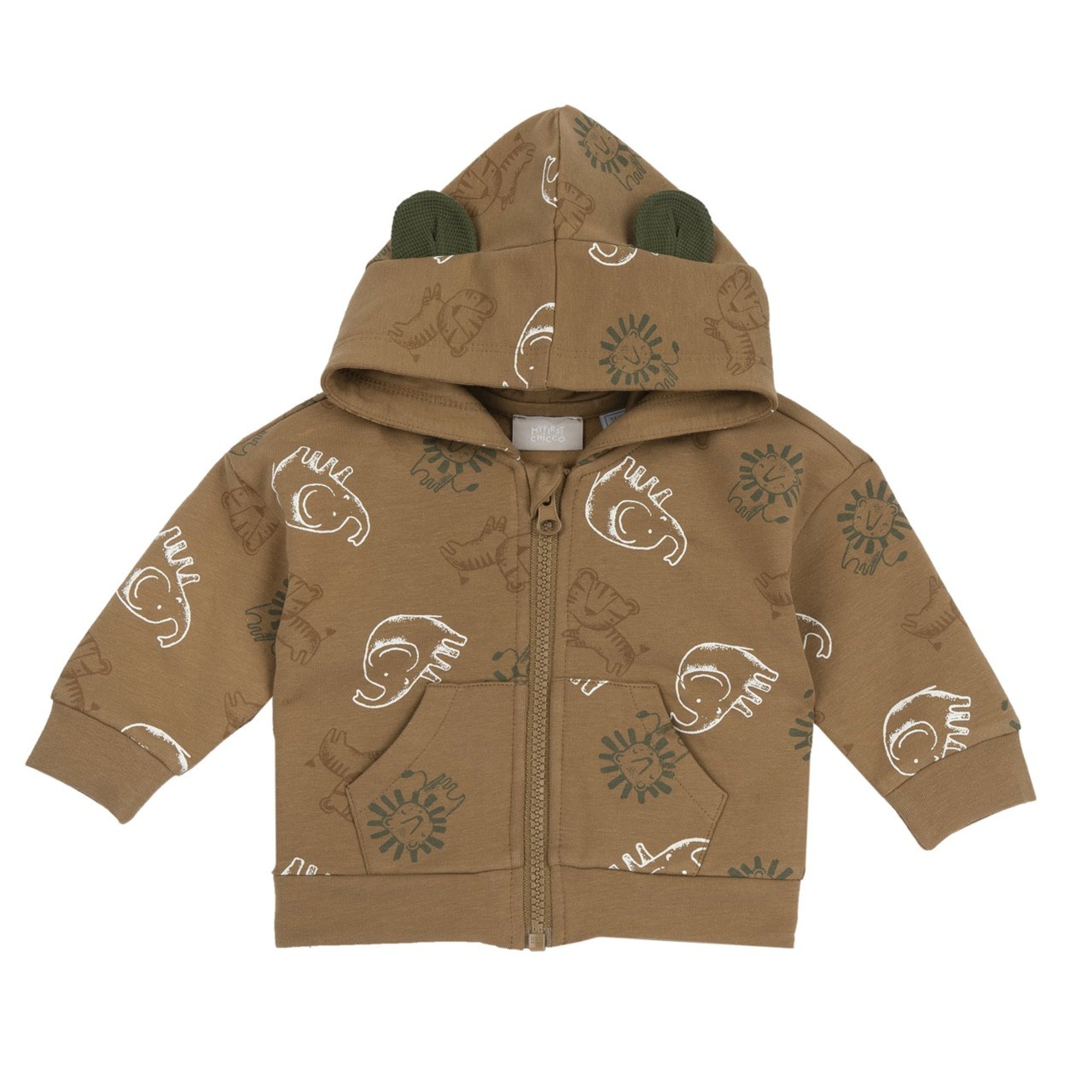 Cardigan con cappuccio e zip all over giungla - chicco - Chicco