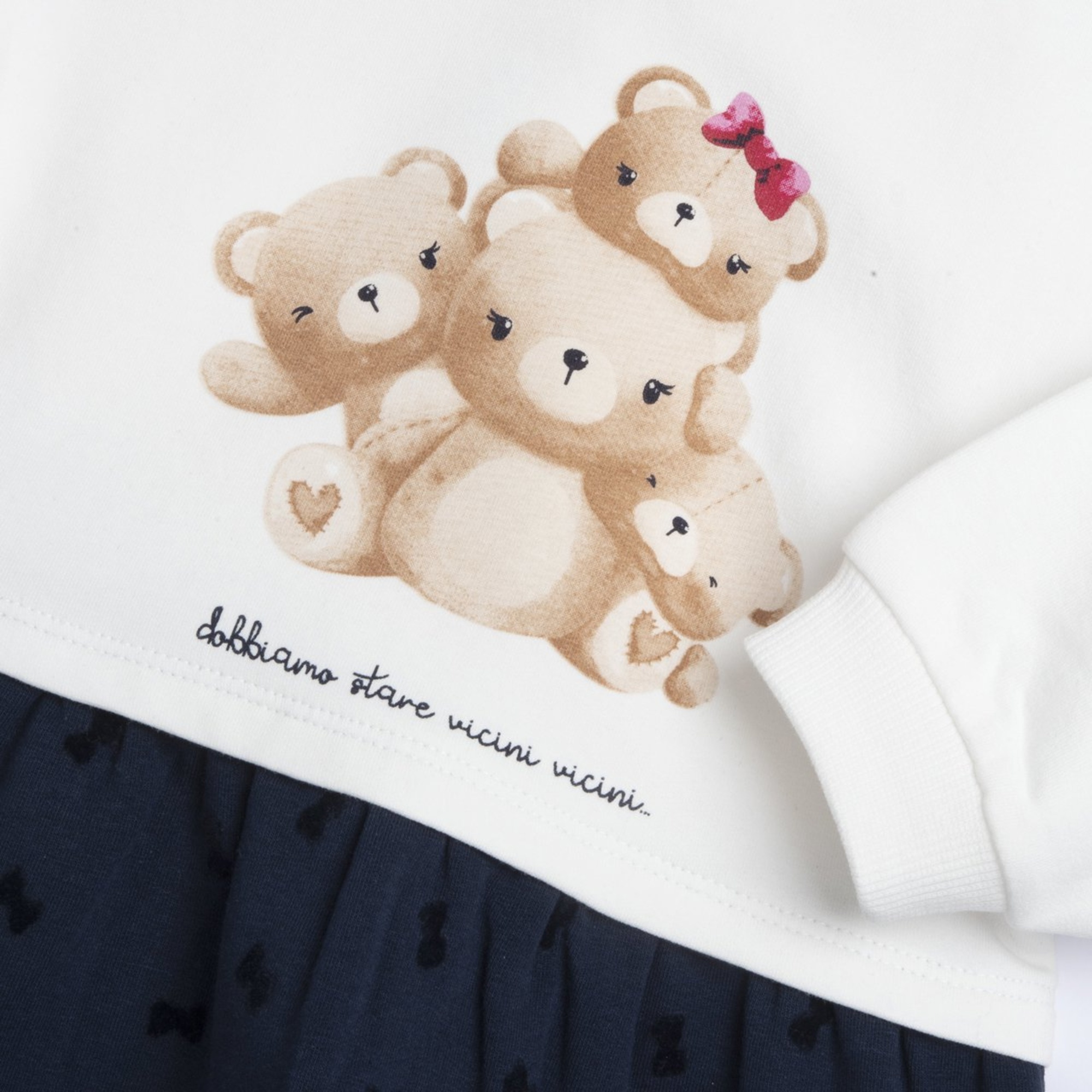 Abito m/l panna e blu con orsi - chicco - Chicco