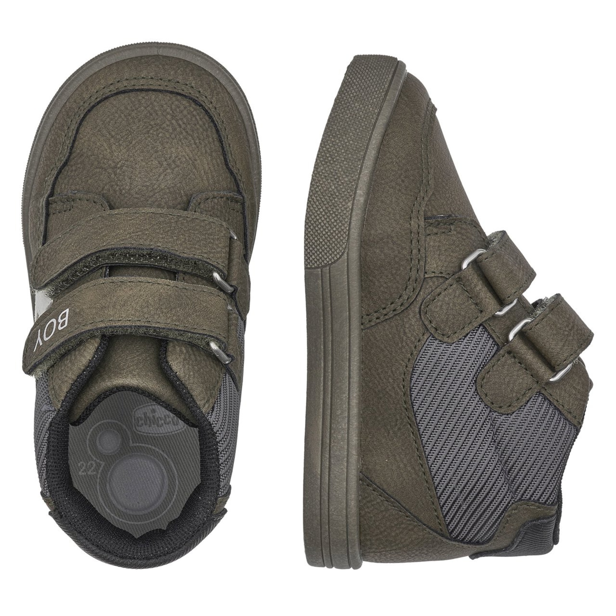 Polacchino falafel doppio velcro verde con scritta boy - chicco - Chicco