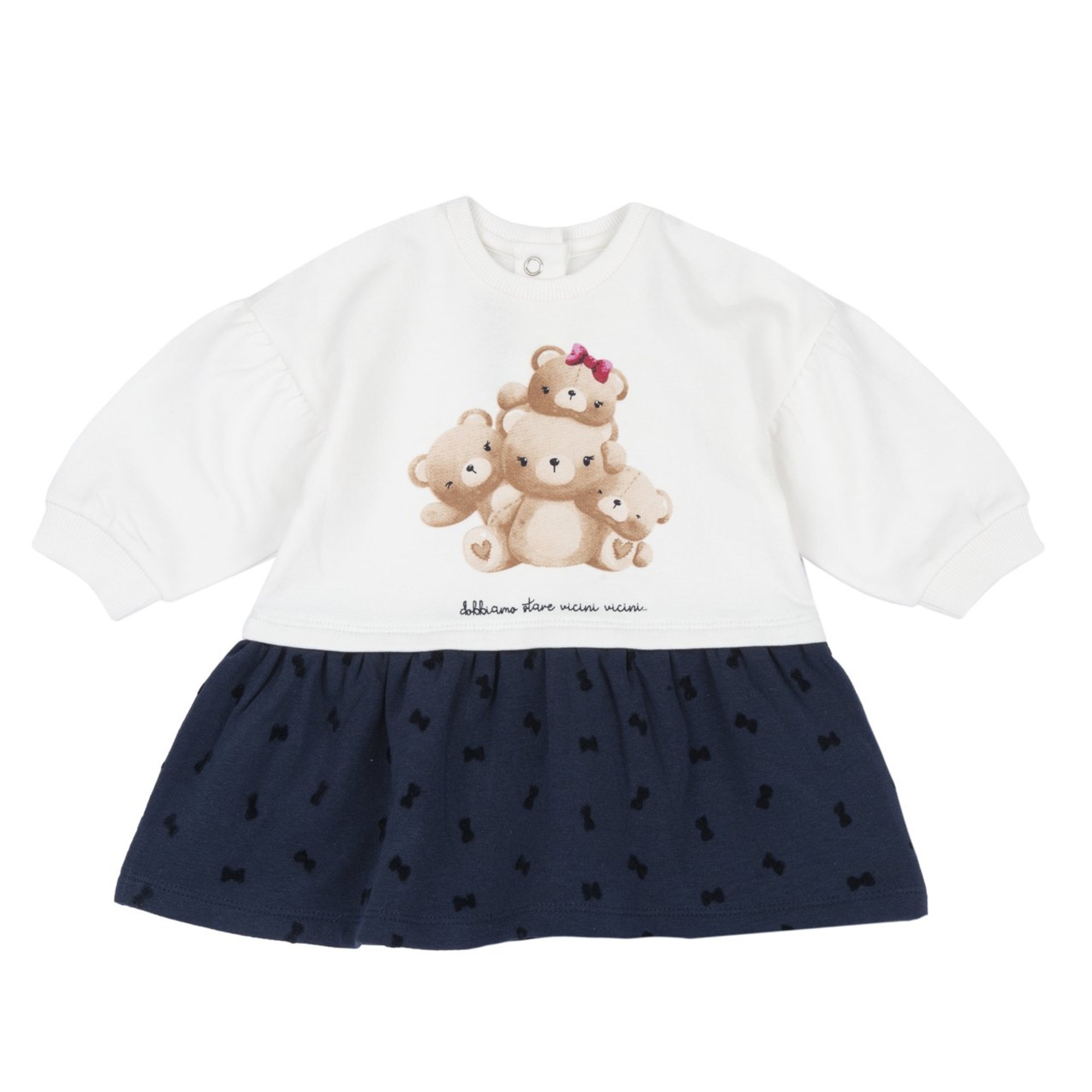 Abito m/l panna e blu con orsi - chicco - Chicco