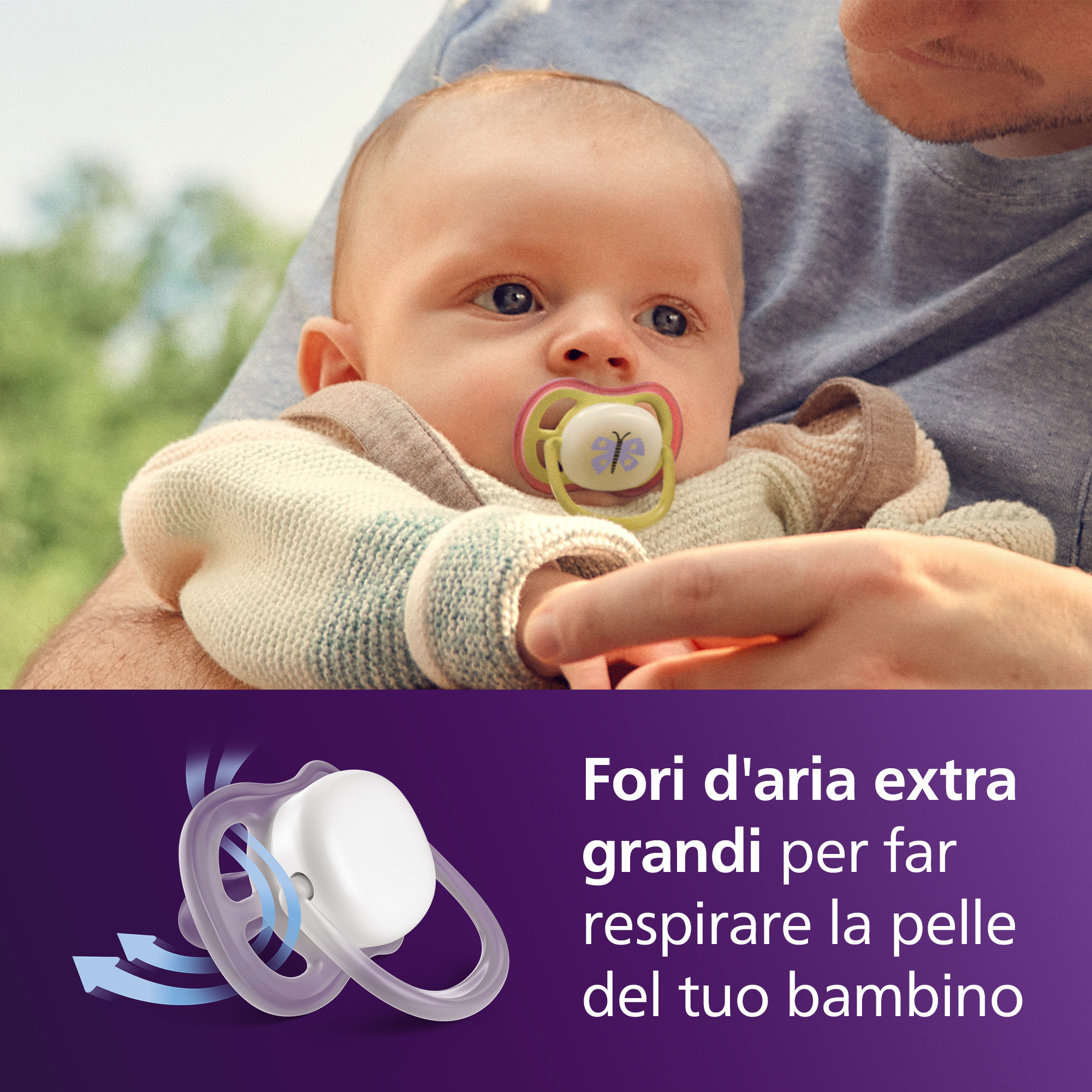 Succhietti ultra air night 0-6m farfalla e bruco, a base vegetale - set da 2 ciucci - philips avent - Avent