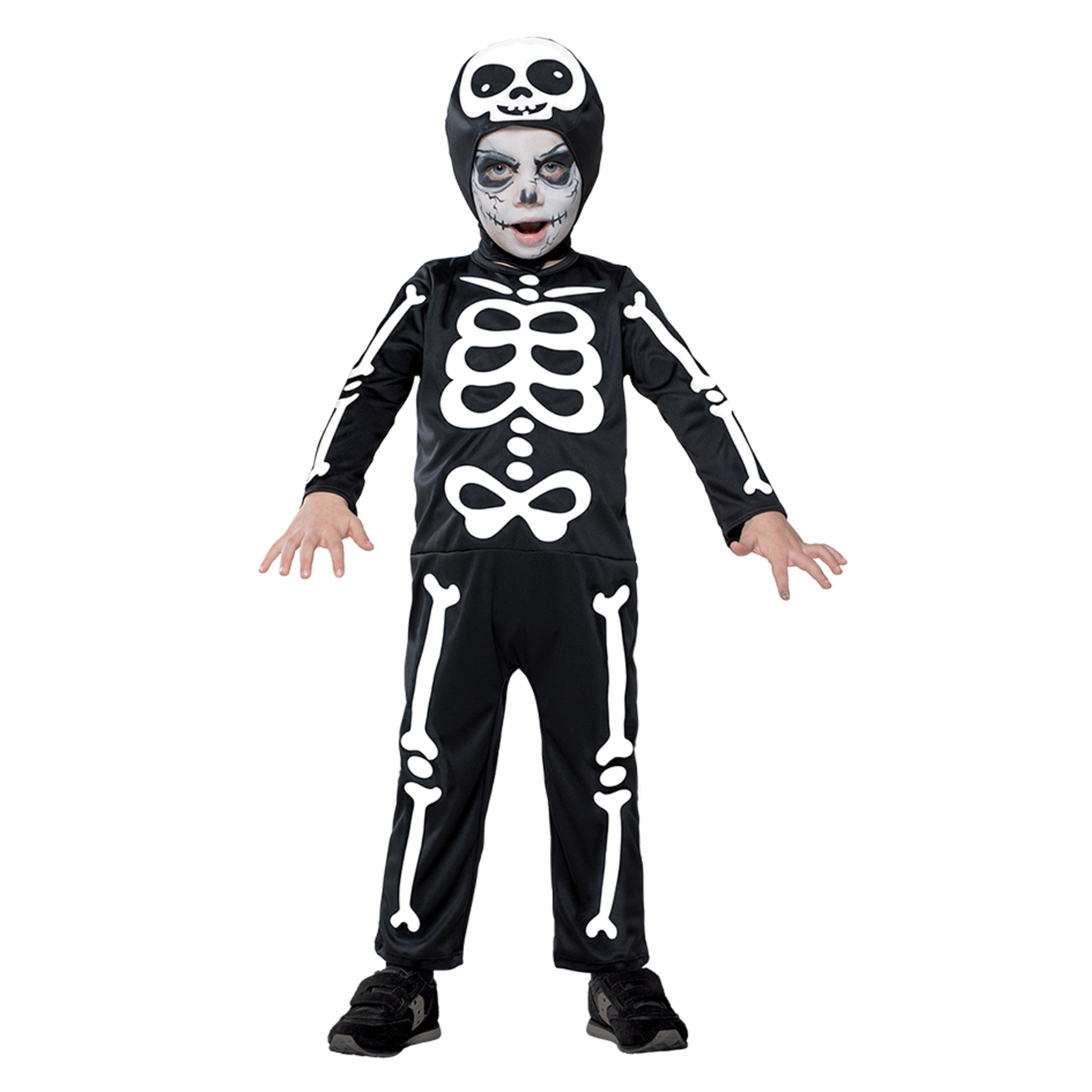 Costume halloween scheletrino baby con stampa, tuta in jersey elasticizzato e cuffia staccabile - taglia 1-2 anni - Carnaval Queen